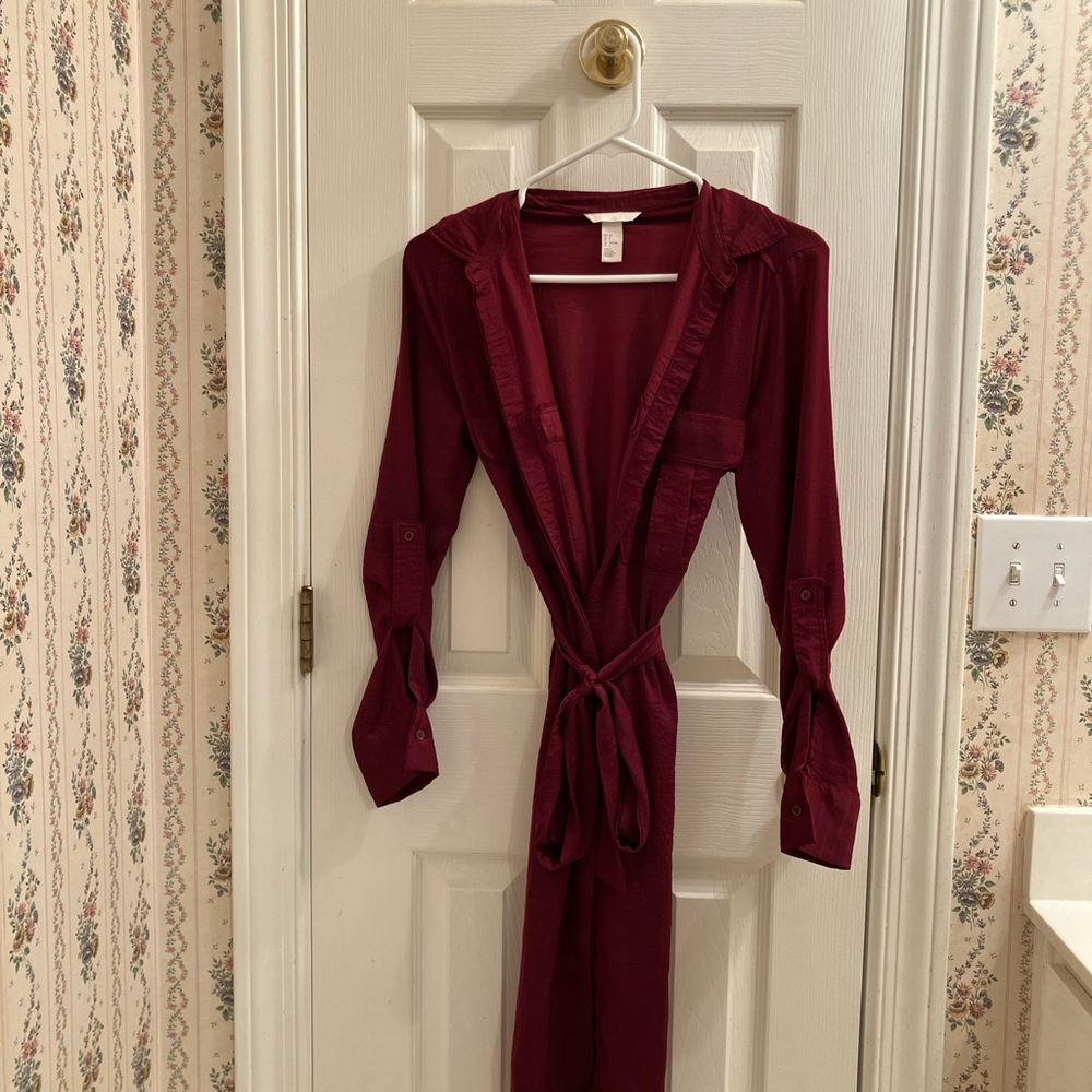 H&M Burgundy Midi Dress